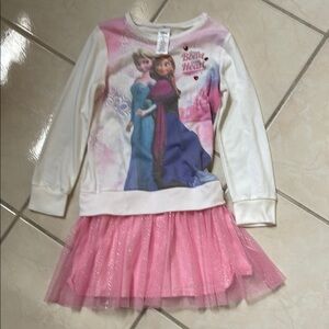 Frozen Long Sleeve Dress with Pink Tulle Skirt